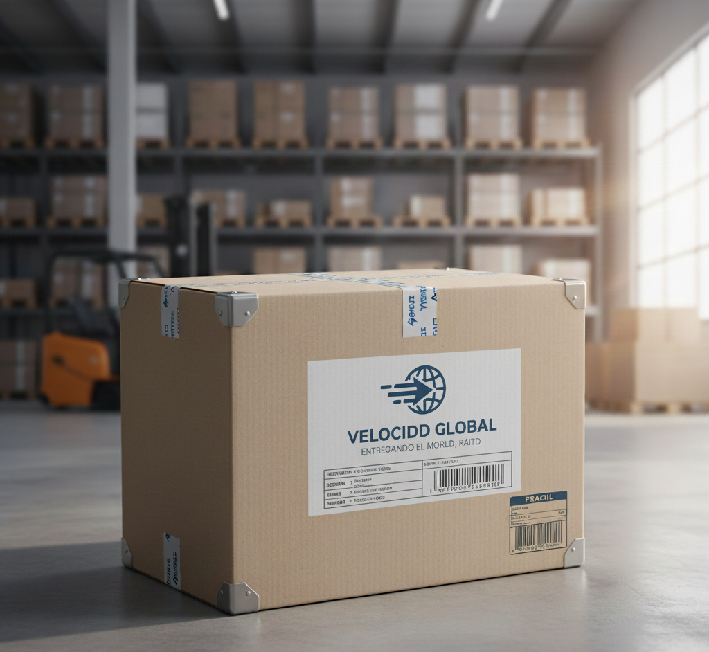 material de embalaje profesional ordenado sobre fondo neutro cálido